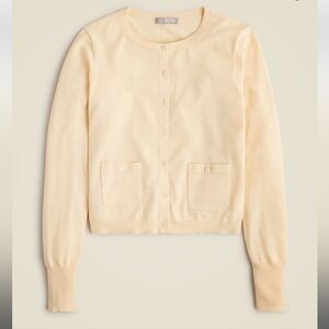 J. Crew Crewneck Button-Up Cardigan in Premium Ultra Fine Cotton Ecru Large NWT